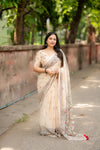 Soft linen saree with shaded style prints.
