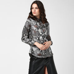 Women's Black and Grey Snake Skin Shirt