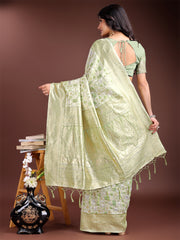 Light Green Linen Cotton Saree – Elegant Simplicity for Everyday Grace
