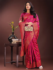 Majestic Royal Blue Banarasi Silk Saree with Golden Zari – Timeless Indian Ethnic Elegance for Weddings & Festive Occasions