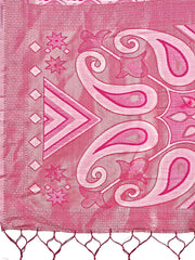 Grace in Every Thread: Pink Patola Linen Cotton Saree Woven with Cultural Elegance