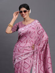Sky Blue Linen Cotton Saree with Multicolor Elephant & Temple Motifs – Traditional Woven Pallu & Tassels