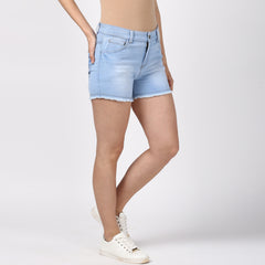 Women's Denim Blue Ice Wash Shorts
