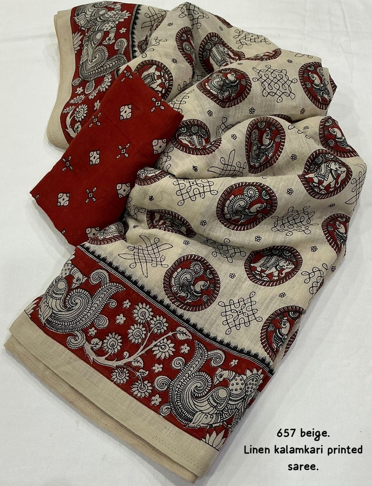 Soft linen saree with shaded style prints.
