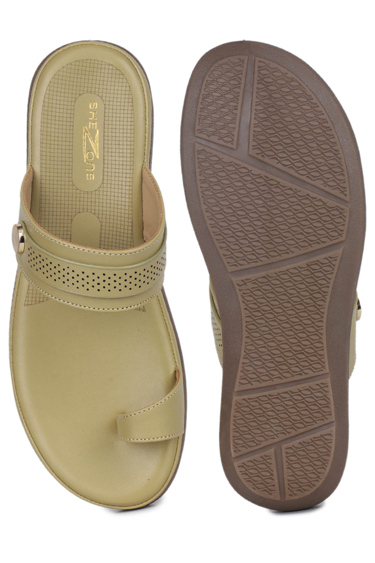 Casual Olive Open Toe Flats Round Toe Slip-On Flats