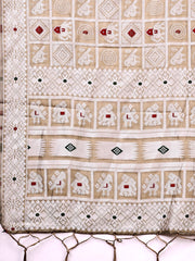 Threads of Tradition: Beige Linen Cotton Saree Woven with Stories of Grace & Heritage