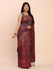 Elegant Jacquard Linen Cotton Saree with Traditional Multicolor Weave & Tassel Pallu - Festive & Casual Wear for Women