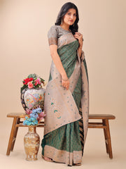 Graceful Blue & Beige Lichi Silk Saree with Elegant Woven Pallu – Timeless Beauty for Every Occasion