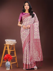 Blue Linen Saree with Rich Woven Zari Work – Elegant Ethnic Saree for Festive & Office Wear
