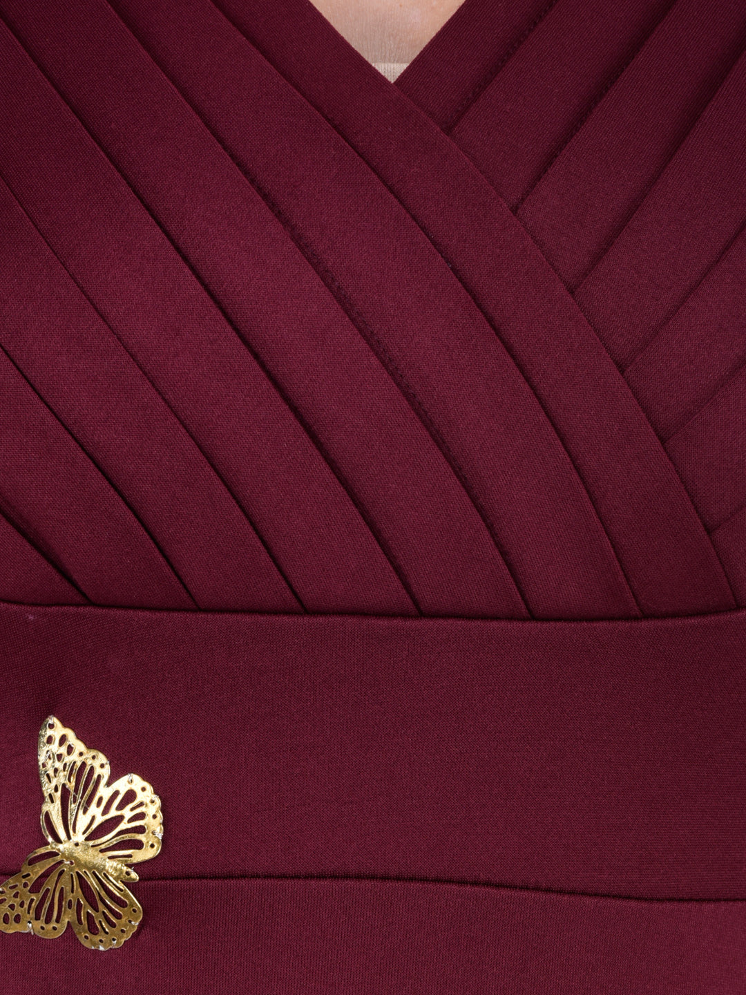 Women Burgundy Fit & Flare Dress