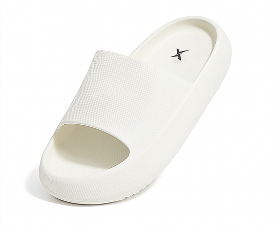 CloudFoam Pillow Slippers for Men Non Slip Quick Drying Shower Slides Bathroom Sandals  HA8201 White