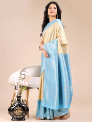 Graceful Cream and Green Silk Saree – Traditional Elegance with Royal Charm