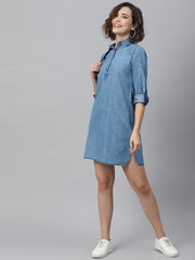 Women's Ice Blue Denim Shirt dress
