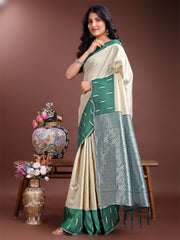 Orange & Maroon Lichi Silk Saree with Rich Zari Pallu & Tassels – Soft Festive Wear Saree for Women