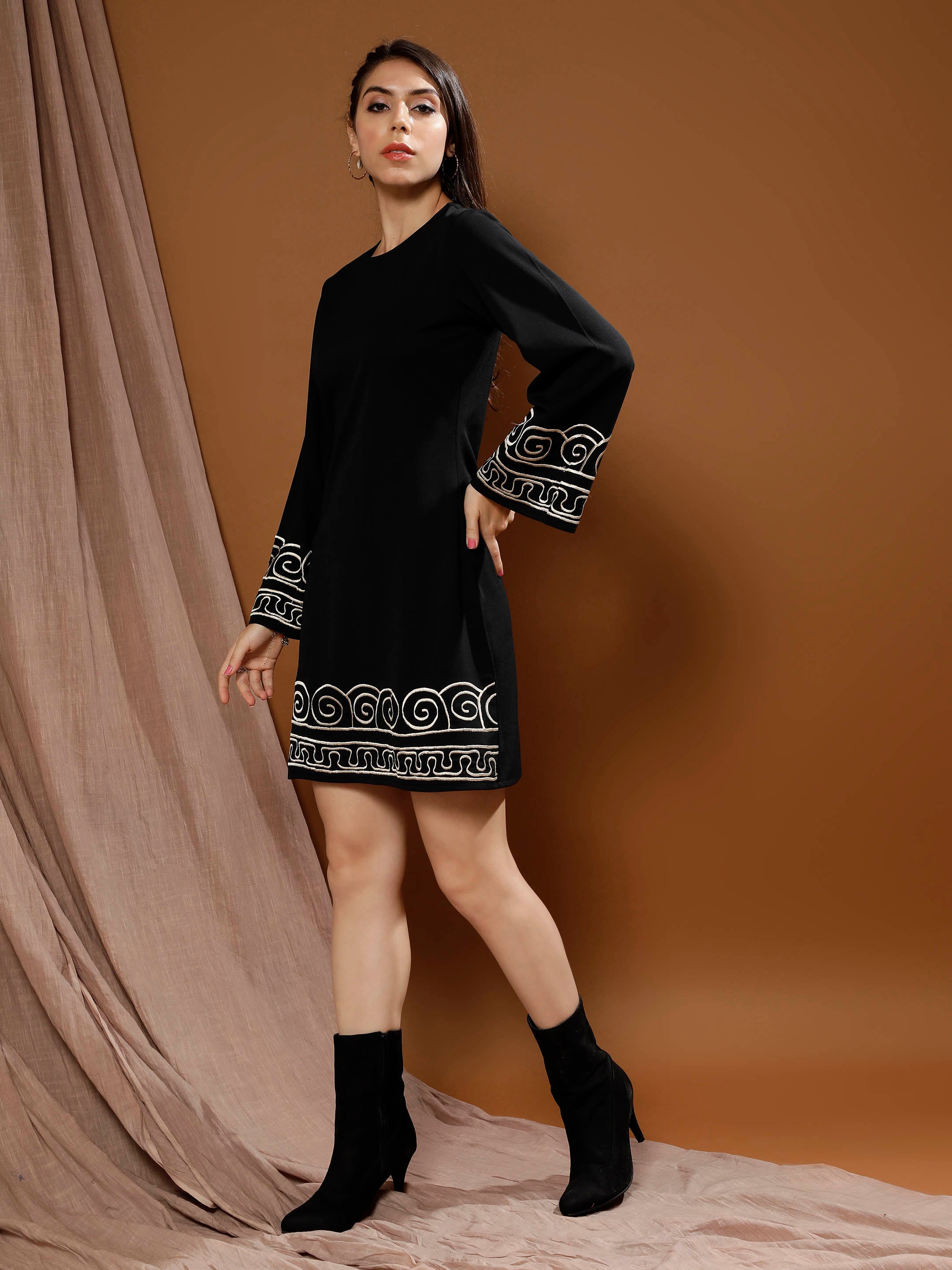 Women Embroidered Bohemian A-Line Above Knee Dress