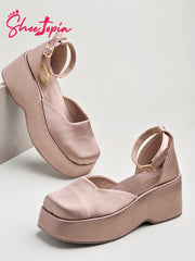 حذاء Shoetopia الأنيق باللون الخوخي الأنيق للنساء والفتيات