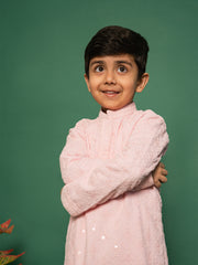 Boys' Pink Kurta And Pyjama Set