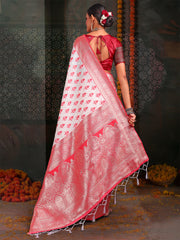Premium Linen Cotton Saree with Rich Zari Border & Pallu | Lightweight & Elegant | Ideal for Festive & Traditional Occasions | Unstitched Blouse Included