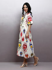 Printed A-Line Midi Dress