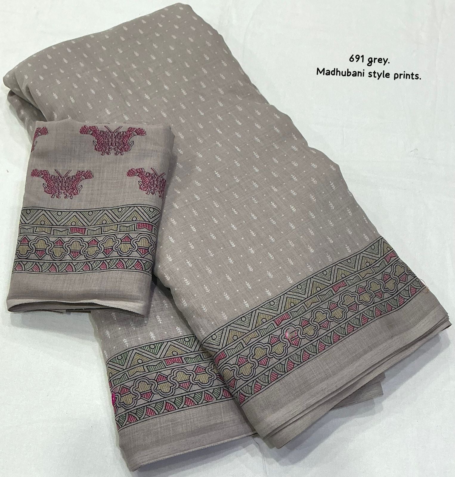 Soft linen saree with shaded style prints.