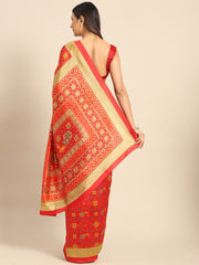 Women's Art Silk Red WovenDesign DesignerSaree With Blouse Piece