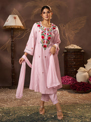 Ligth Pink Embroidered Kurta Set