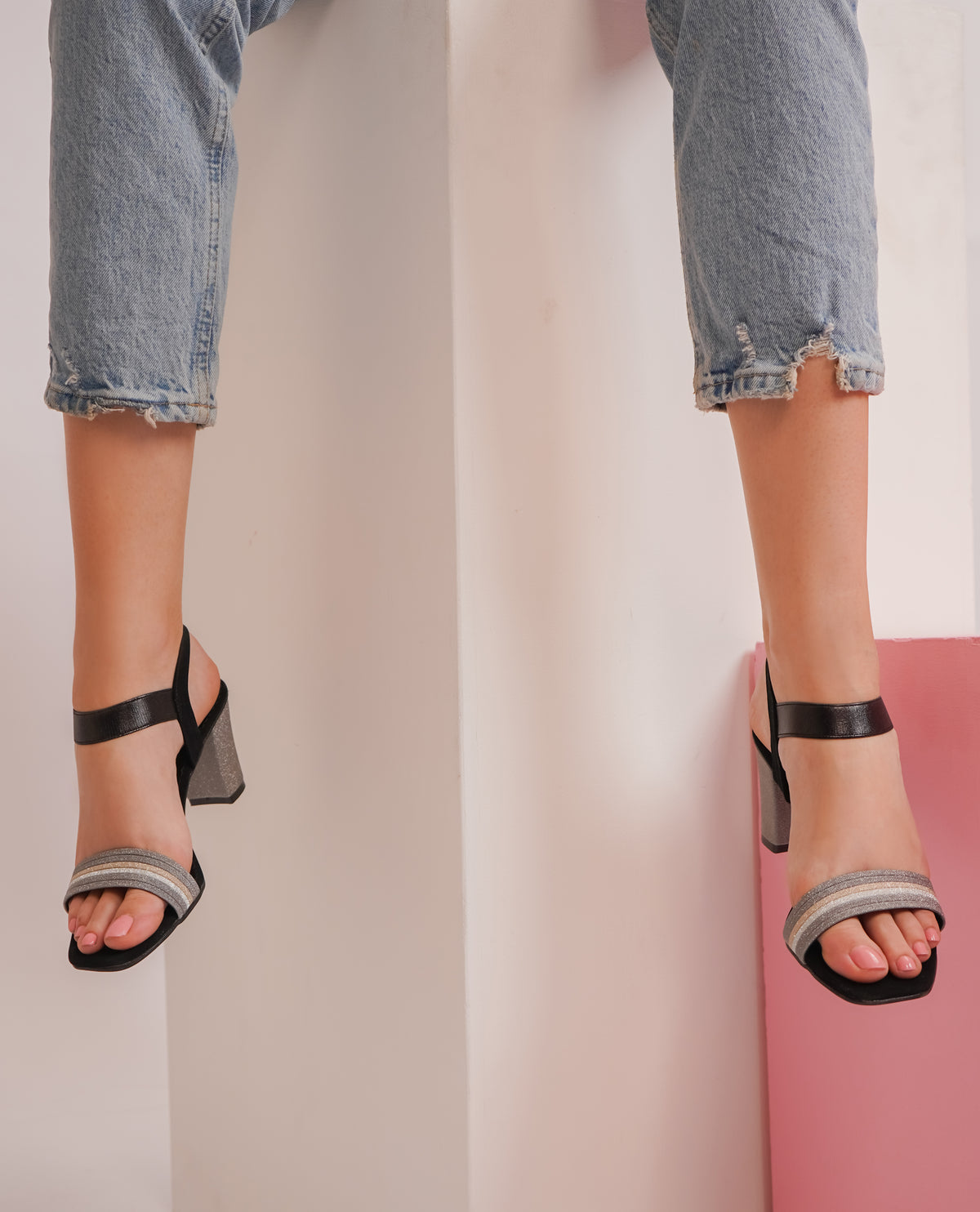 Fashion Backstrap Sandal 3 inches Block Heels