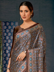 Women's Crepe DigitalPrint DesignerSaree With Blouse Piece