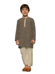 Boys' Black Kurta And Pyjama Set