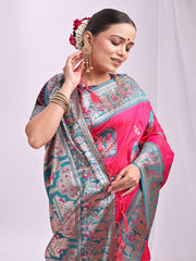 Banarasi Silk Saree with Zari Work - Wedding & Festive Traditional Saree | Temple Border & Royal Motifs | Soft & Shiny Silk Finish