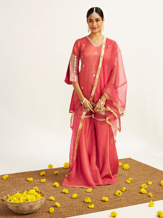 Women's Rose Pink Sharara Set