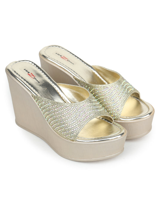 Casual Fashion Sandals 5 Inches Wedge Open Back Round Toe Heels