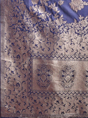 Emerald Banarasi Silk Saree with Zari Floral Work - Elegance Woven in Every Thread