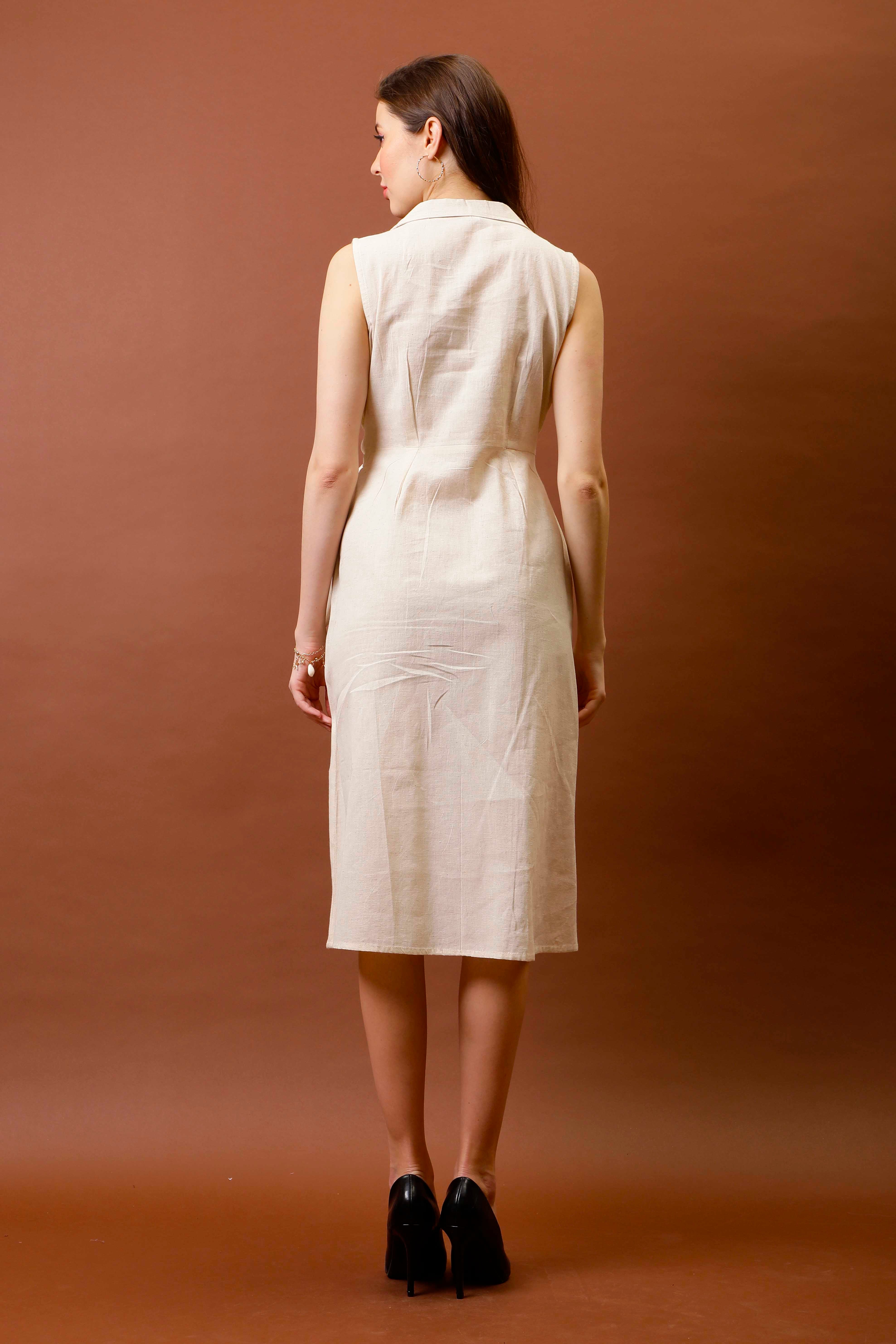 Linen Formal Midi Dress