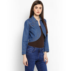 Women's Denim Light Blue Collar Style Shrug