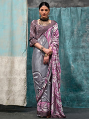 Women's Crepe Printed Designer Saree With Blouse Piece