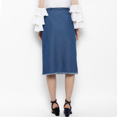 Women's Denim Skirt with Monkey Wash