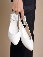 Shoetopia Casual Side Bow Detailed White Flat Belly For Women & Girls