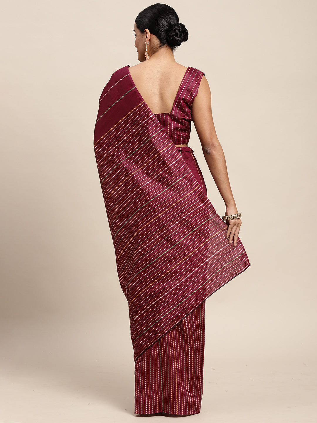 Women's Bhagalpuri Silk Magenta Printed CelebritySaree With Blouse Piece
