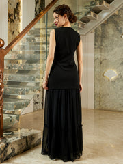 Women Emboridered Sequined Waistscoat & Skirt Co-Ord Set