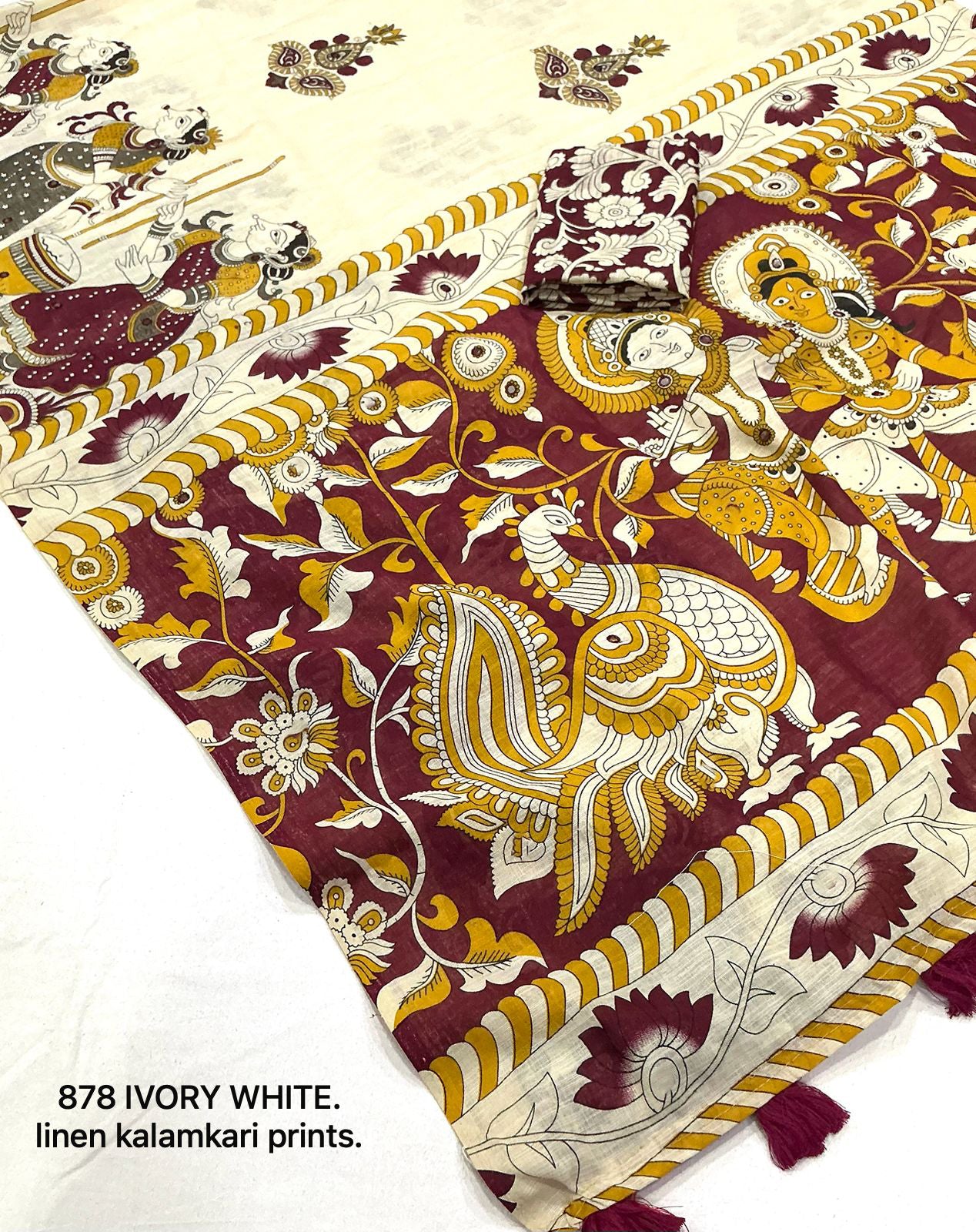 Soft linen saree with shaded style prints.