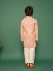 Boys' Peach Kurta And Pyjama Set