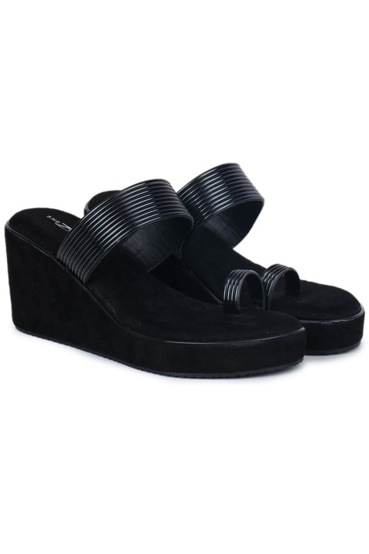 Casual Fashion Sandals 3 Inches Wedge Open Back Round Toe Heels