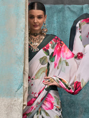 Women's Crepe Printed Designer Saree With Blouse Piece
