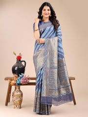 Elegant Cream Cotton Saree – Timeless Charm with Floral Detailing