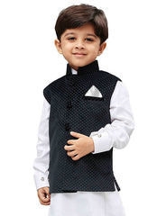 Boys' Black Velvet Nehru Jacket