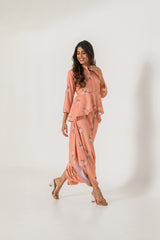 Scarlet Orange Peplum  Dhoti Jumpsuit