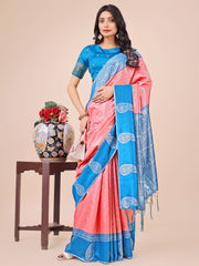 Graceful Light & Dark Pink Silk Saree with Rich Woven Border & Paisley Pallu – Perfect for Festive & Wedding Wear