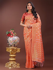 Elegant Light Green Linen Saree with Silver Zari Butta & Pallu – Daily Wear | Festive Look | Soft Feel