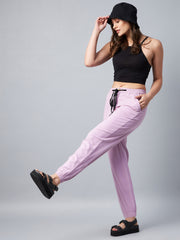 Women's Lavender Cotton Twill Jogger with Black Drawstring